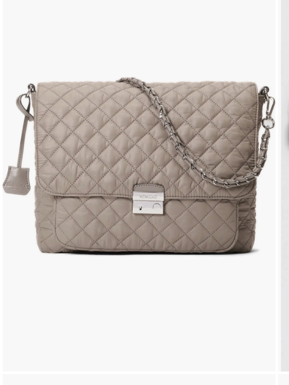 MZ Wallace Large Crosby Lock Quilted Nylon Crossbody Bag | Dove Grey